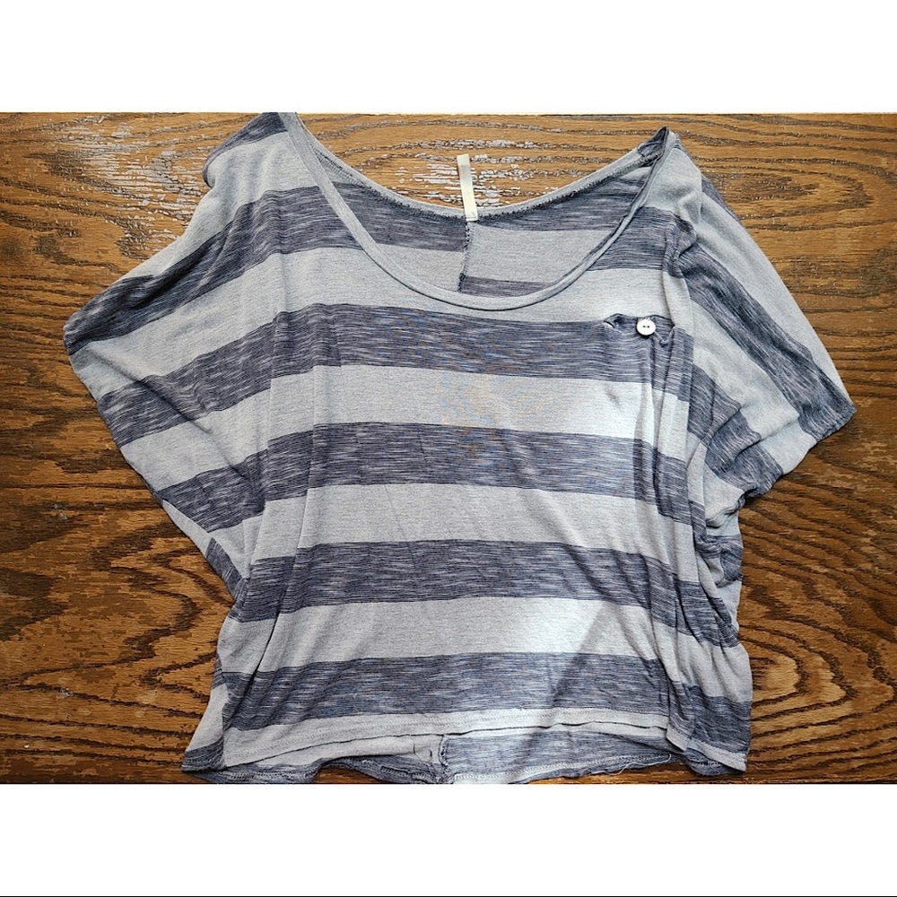 Blue & grey striped crop top by Bjewel